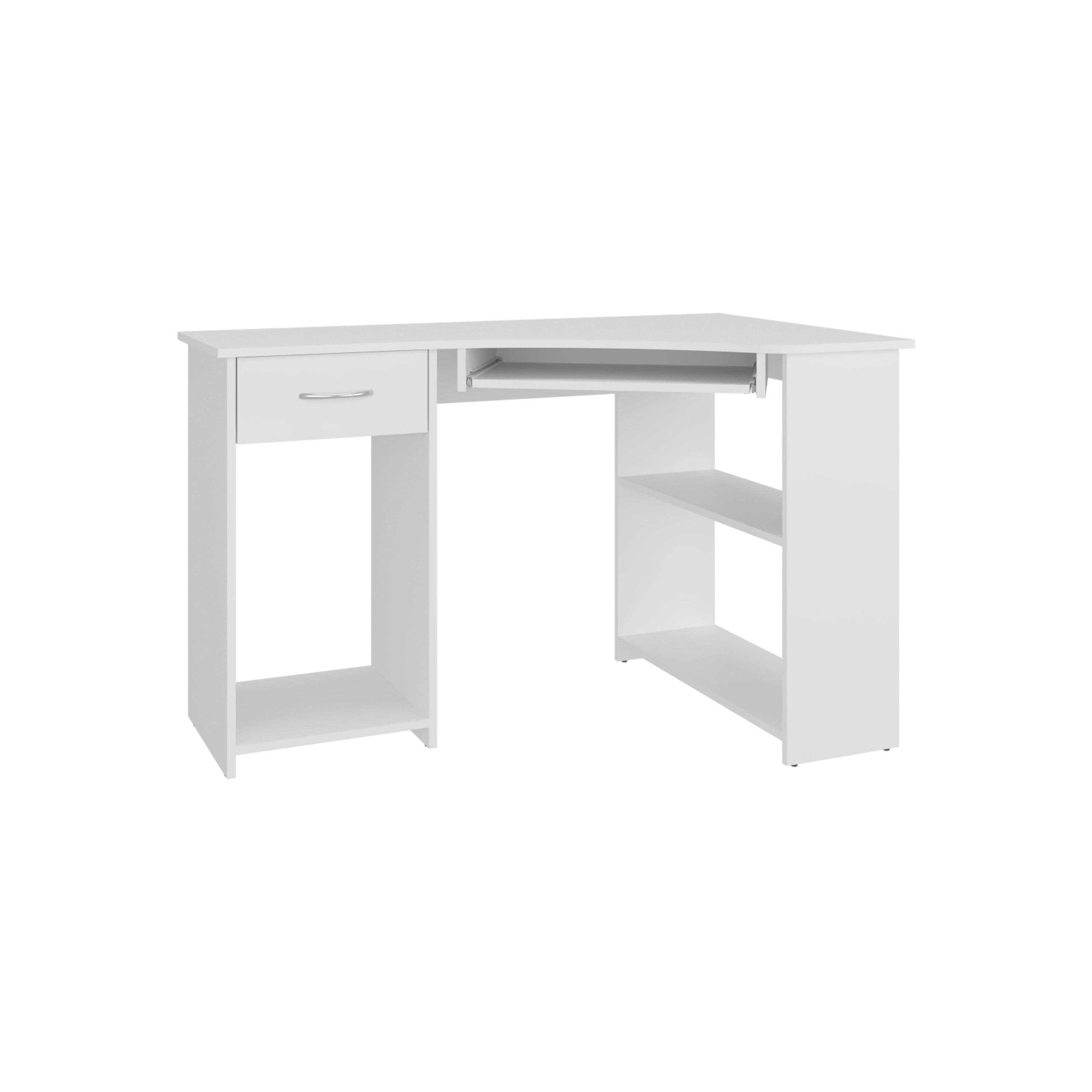 DLisiting White L Shaped Computer Desk with Power Outlet Shelves, 40 I –  WoodArtSupply, image size:3000x3000