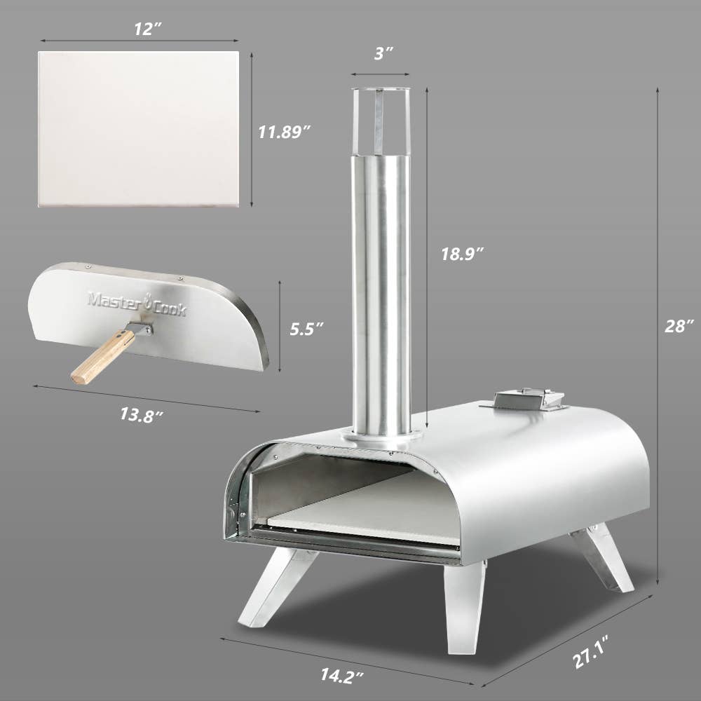 SHINERICH - Wholesale Outdoor Grill Tools - 12" Pellet Pizza Oven Stainless Steel7