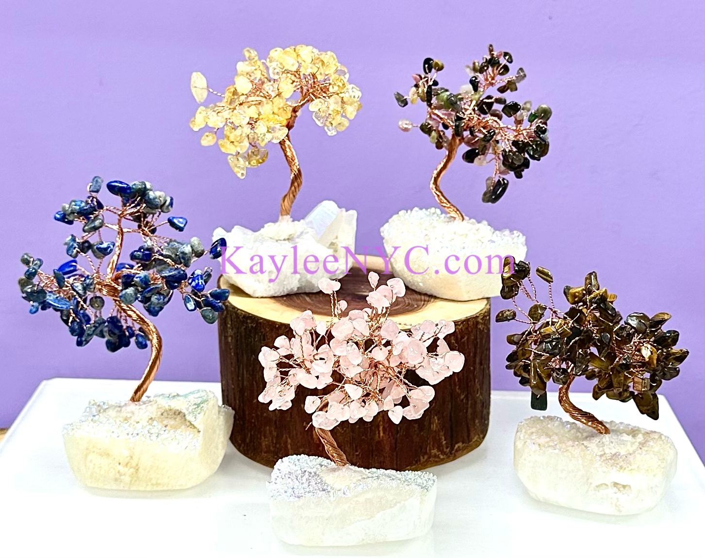 KayleeNYC - Wholesale Spiritual Stone/Crystal - Bonsai Tree with Angel Aura Base Crystal Healing1