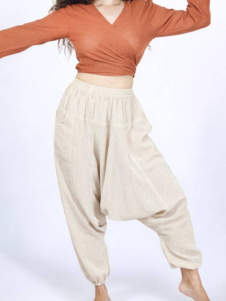Unisex Organic Cotton Harem Pants - Free Size for wholesale by Sacred Ceremony