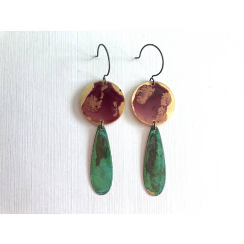 Tropfenohrringe aus Palisander mit Verdigir für den Großhandel von ssd jewelry