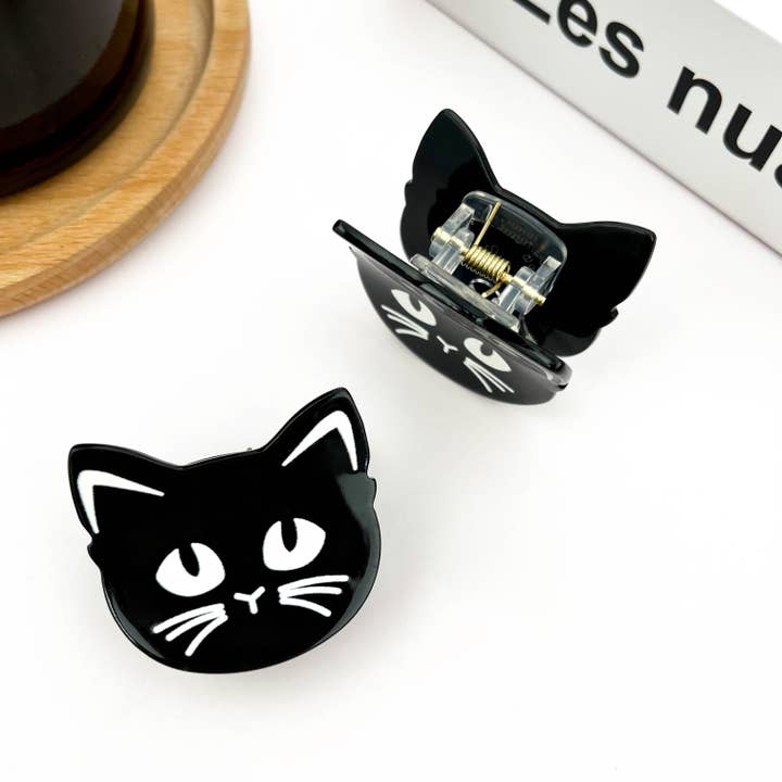 TheDivaSoap - Wholesale Hair Clip - Women's - Eye-rolling Cat Claw Clip, Black Cat Hair Clip2