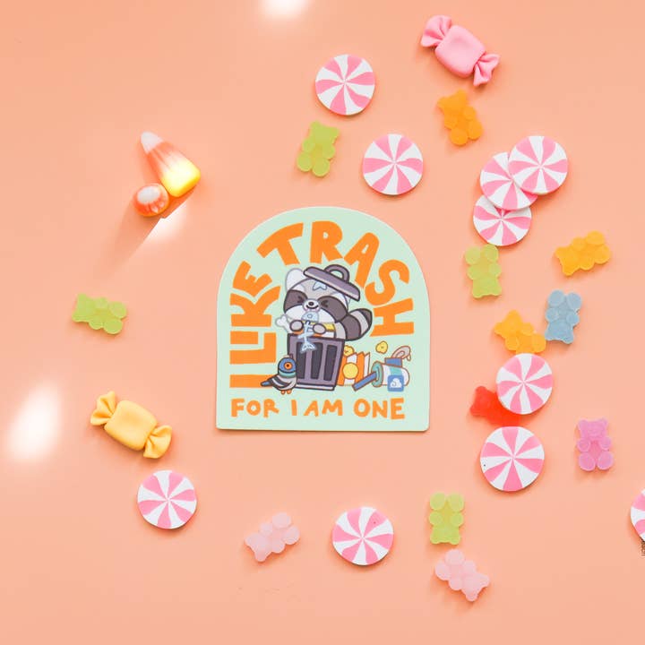 Thousand Skies - Wholesale Sticker - Vinyl Sticker Friendly Raccoon - I Like Trash
