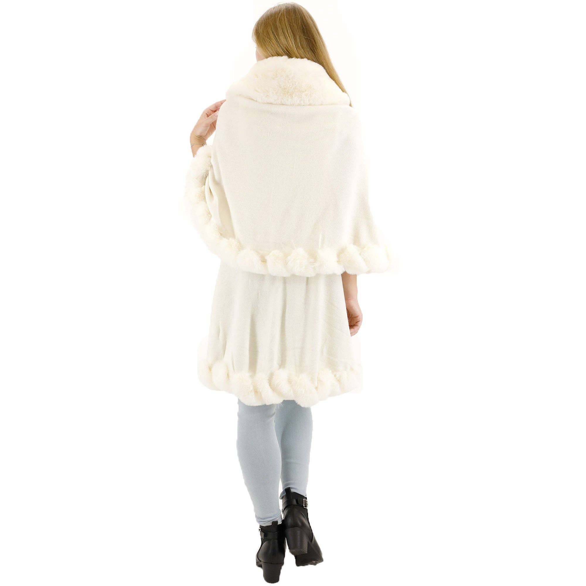 TAPA fashion - Wholesale Poncho - Women's - Solid Color Fur Double Layer Poncho SH925 (3PC)13