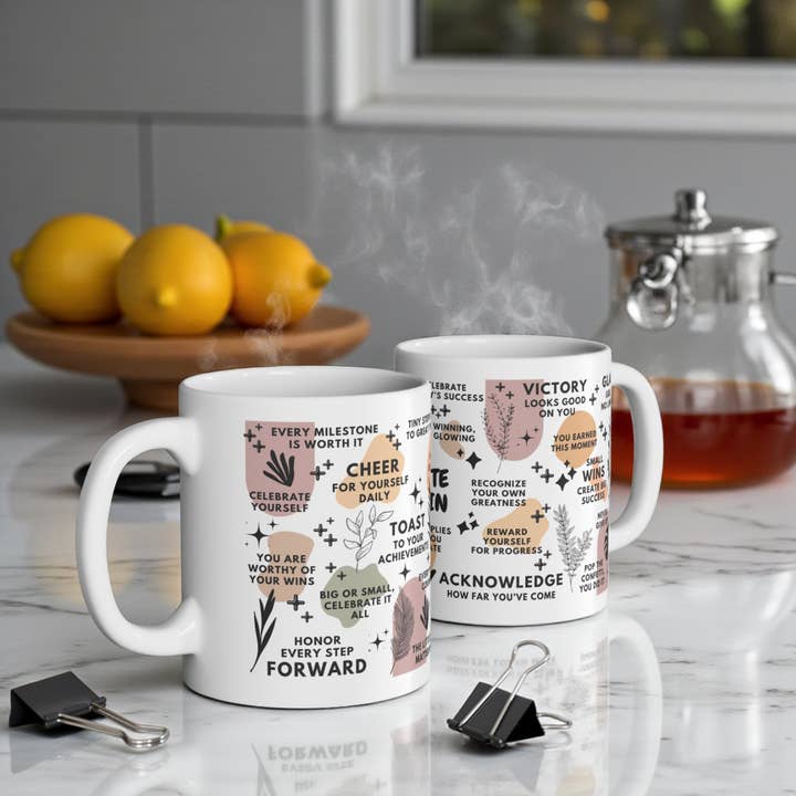EMESLY - Wholesale Coffee Mug - Celebrate Every Win Motivational Coffee Mug Gift; 11oz/15oz1