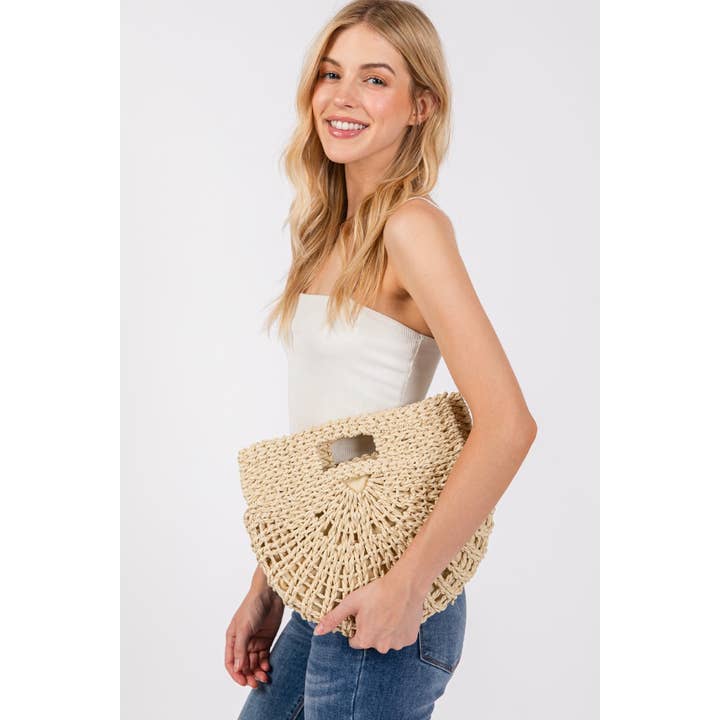 Collections by Fame Accessories - Wholesale Tote Bag - Women's - Braided Semi Circle Tote Bag