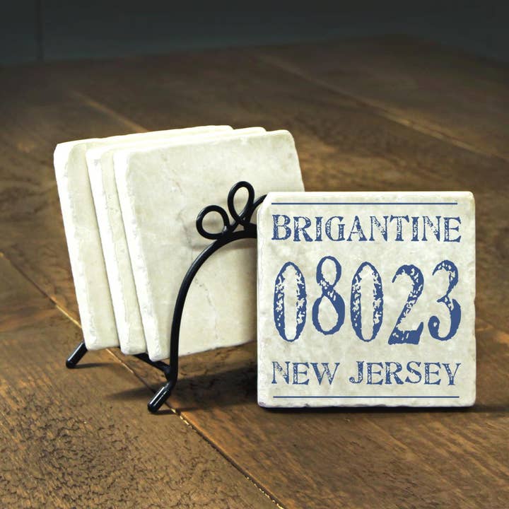 CM3185 (CM25) - Blue Text Marble Coasters (Sets of Four) for wholesale by Paint The Town