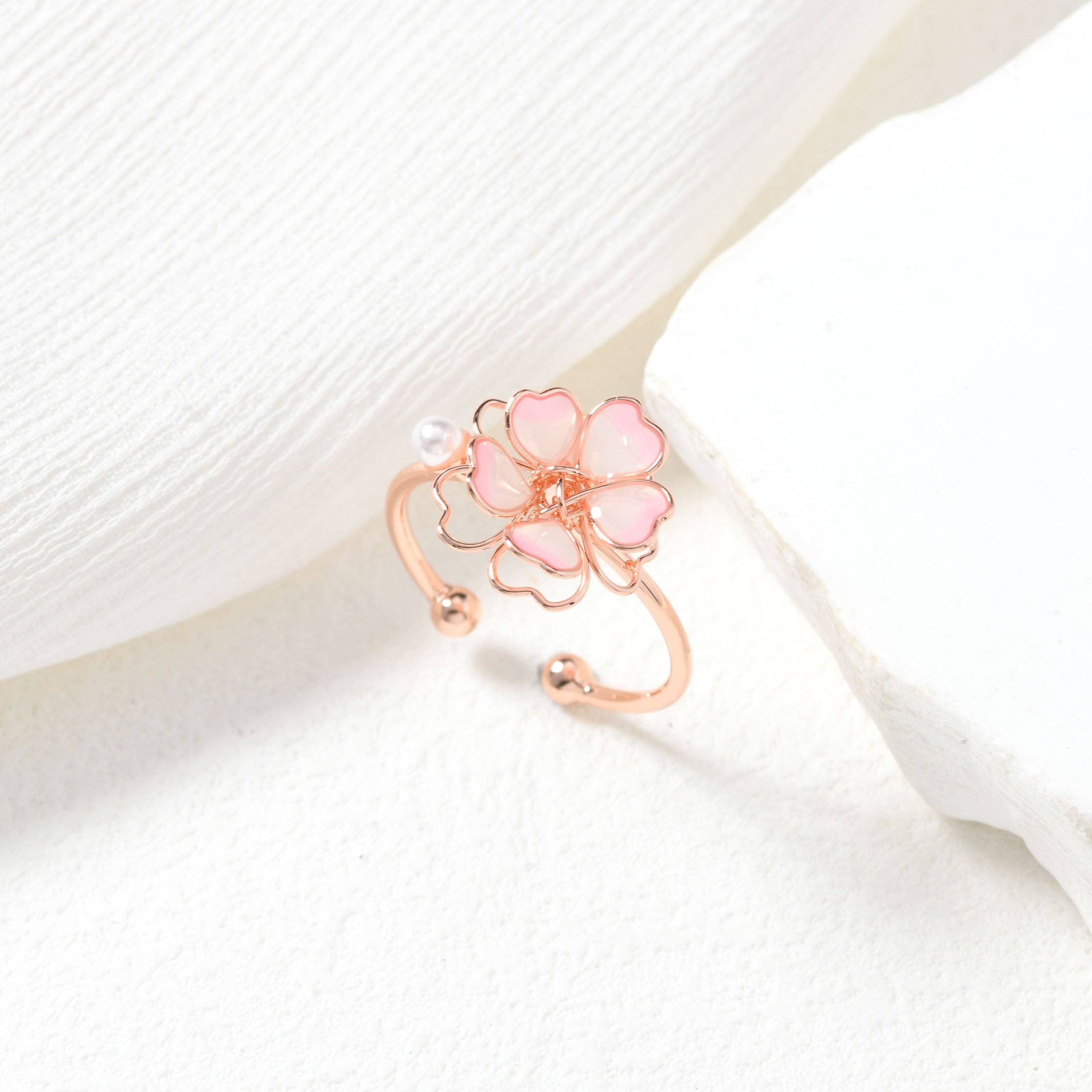 peachade - Wholesale Cocktail/Statement Ring - Exquisite Sakura Pinky Ring0