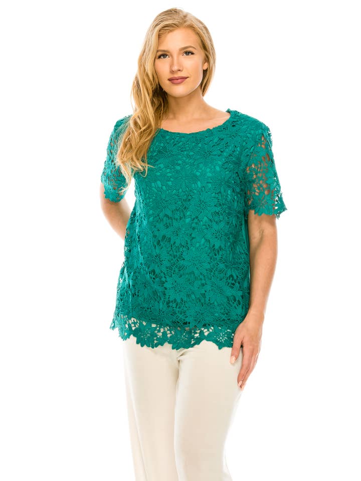 Jostar - Wholesale Blouse - Women's - Flower Top -Short Sleeve Top