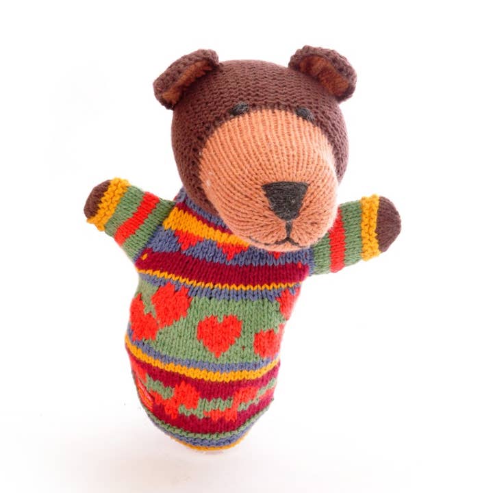 Brown Bear Hand Puppet in Organic Cotton for wholesale by ChunkiChilli
