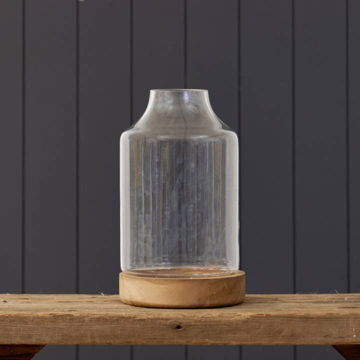 Audrey's Home & Gift - Wholesale Terrarium - Glass Terrarium With Wood Base, Lg (PC)