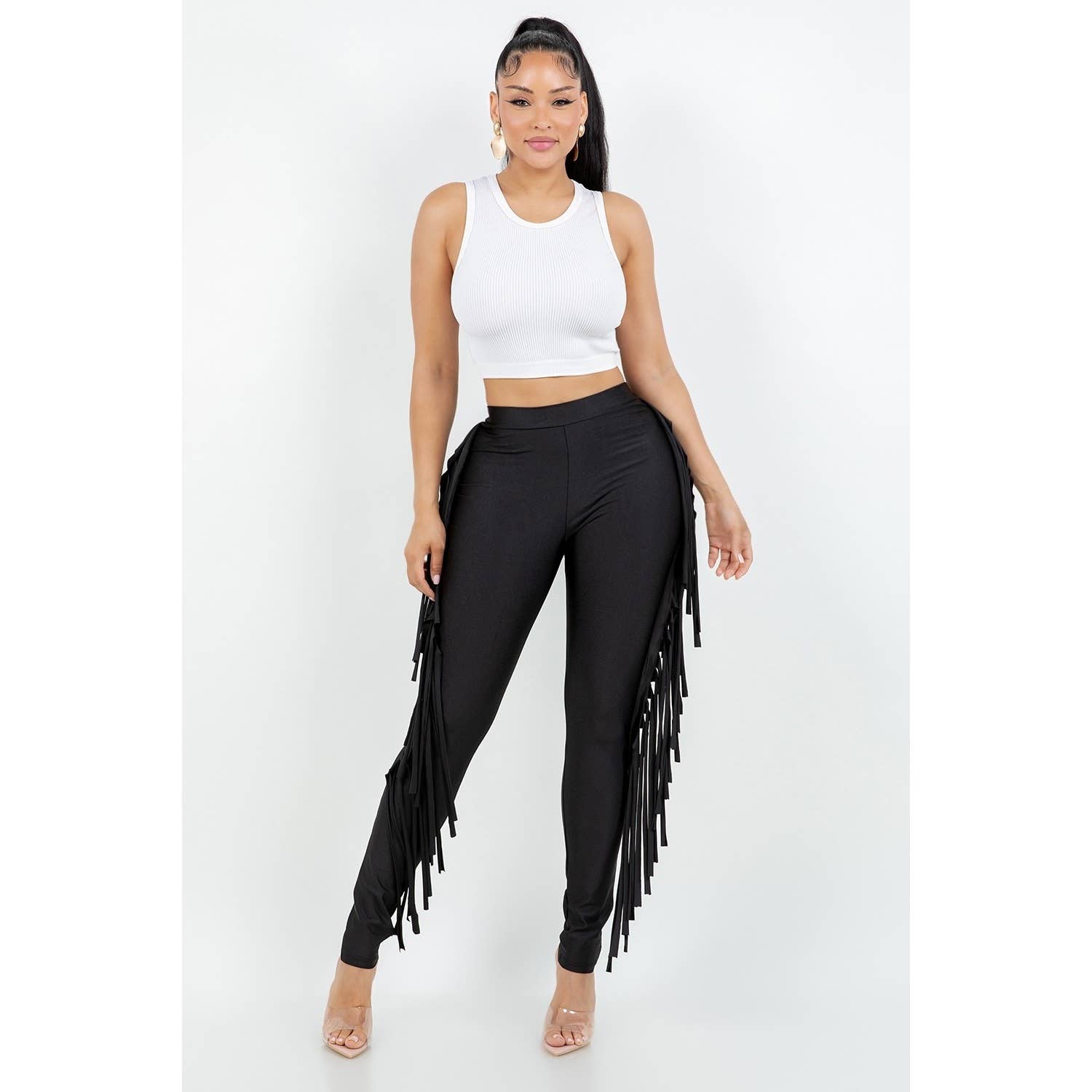 omgstyles - Wholesale Pants - Women's - Ice Scuba Pants With Side Fringe4