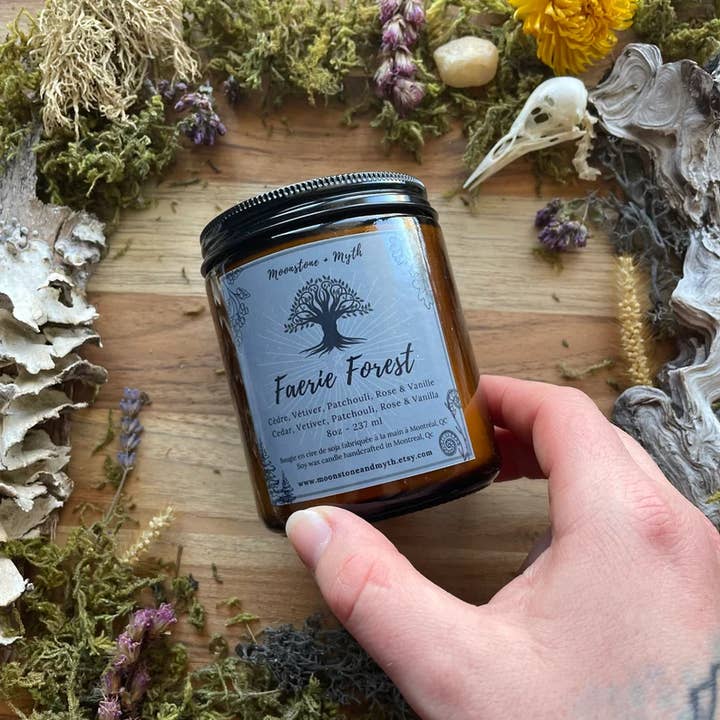 Moonstone and Myth - Wholesale Jar/Filled Candle - Faerie Forest, 100% soy wax scented candle