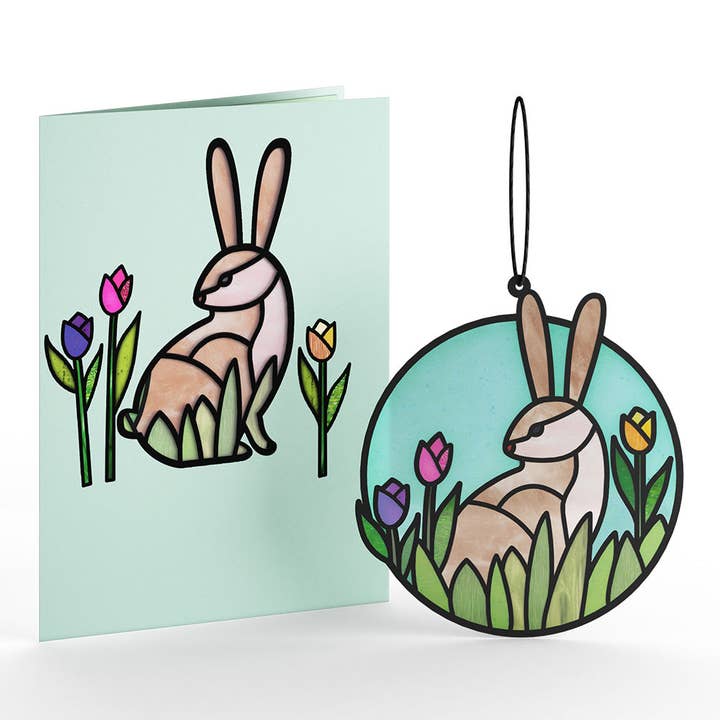Springtime Bunny Suncatcher Card 5x7" for wholesale by Lovepop Cards