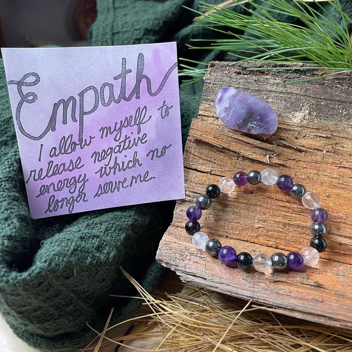 Set di braccialetti in cristallo con protezione empatica e mentale, emotivo, protezione spirituale, gioielli, biglietto di affermazione, regalo per la vendita all'ingrosso da parte di PetrichorKC