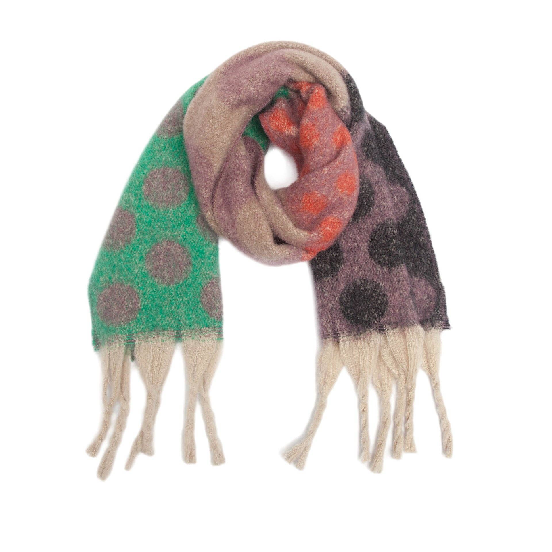 Dipped Shop – Cachecol - Mulher por atacado – Borla de Ponta de Cor Contraste DPKS10267