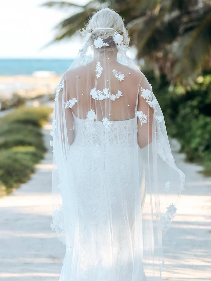 3D Floral Lace Cathedral for wholesale by Jaxie Bridal Accessories