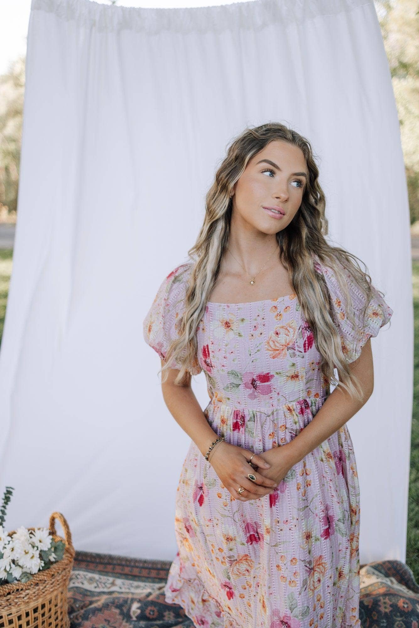 Fehrnvi Apparel - Wholesale Dress - Women's - Greta Maxi Dress in Floral Pink4