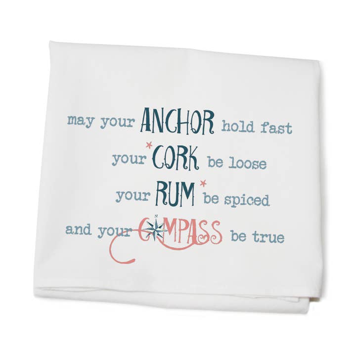 true compass flour sack towel for wholesale by Tina Labadini Designs