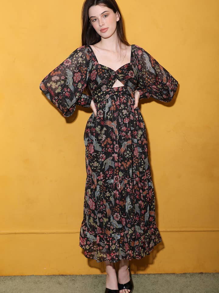 H4036-RU11 MAXI ABITO CON RITAGLIO TRASPARENTE per la vendita all'ingrosso da parte di ANGIE