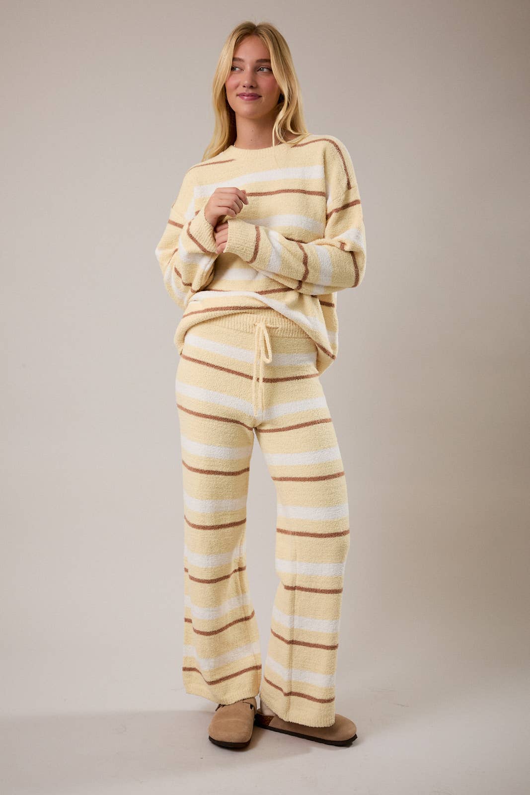 LE LIS - Wholesale Lounge Set - Women's - LONG SLEEVE STRIPE SWEATER TOP WITH WIDE LEG SWEATER PANTS18