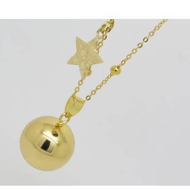 GOLD COLOR SMOOTH STAINLESS STEEL PREGNANCY BALL WITH E for wholesale by F de Bm créations