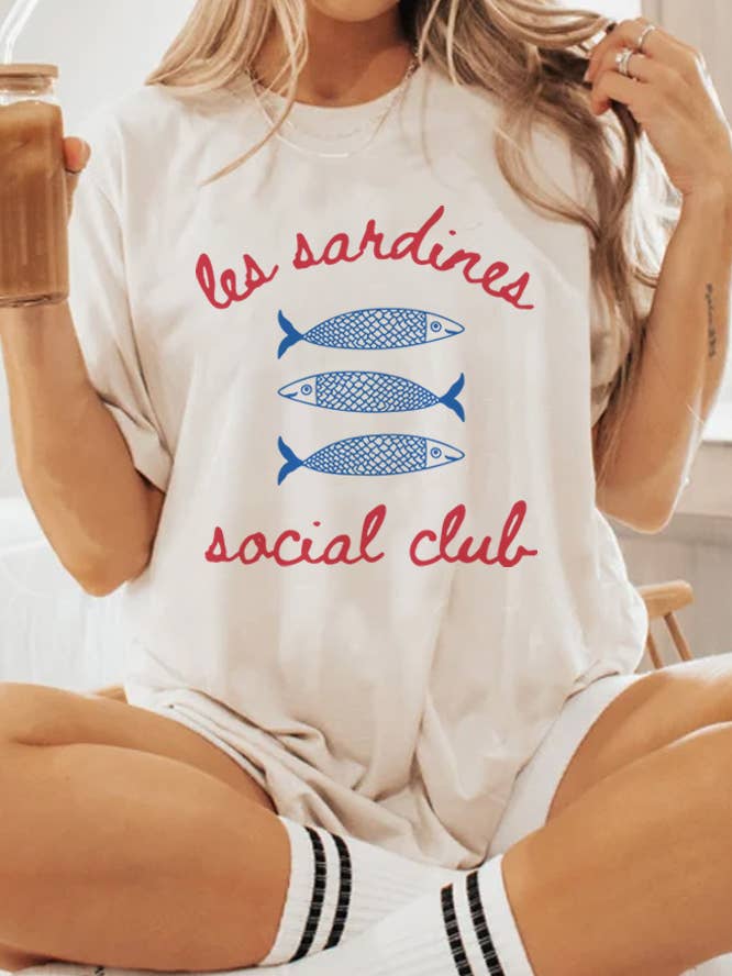Camiseta Unisex de Cuello Redondo Les Sardines Social Club para venta al por mayor de Top Avenue