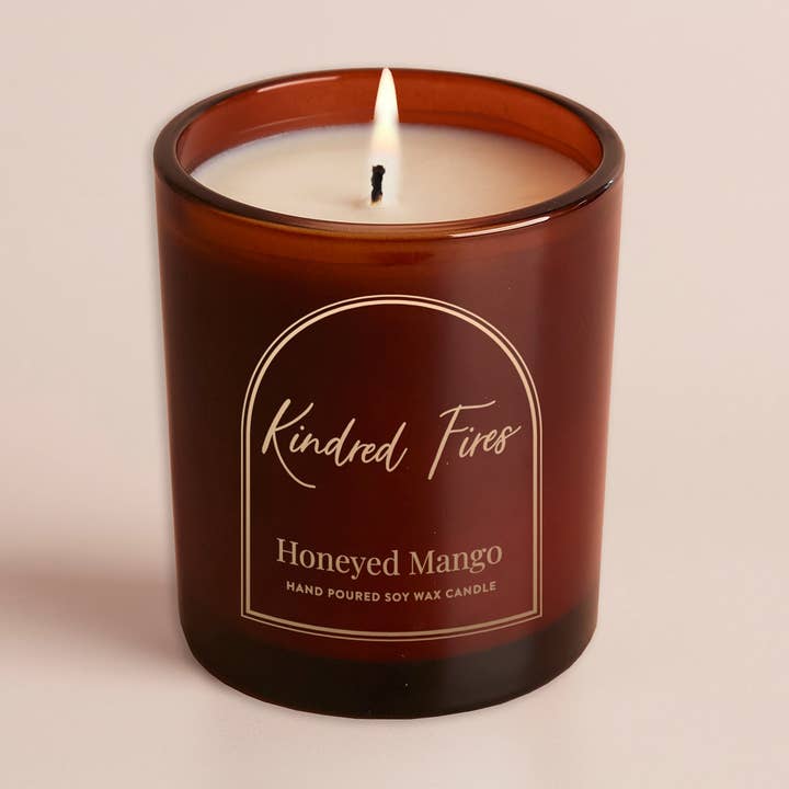 Honeyed Mango Scented Glow Through Candle Amber for wholesale by Kindred Fires