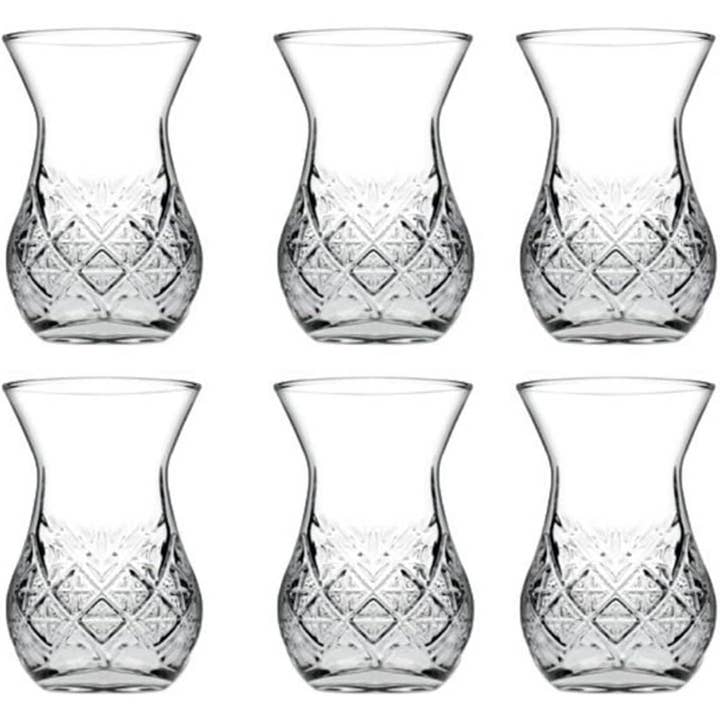 Hakan - Wholesale Coffee/Tea Cup - Pasabahce Timeless Turkish Tea Glasses, 5.75 Oz, 170 cc, Turkish Teacup Set of 6- PB-42881