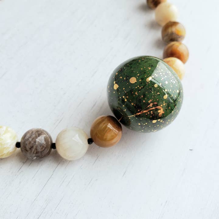 Collier de perles OOAK - Chrysobéryl, spinelle noir - Perle du Kenya pour la vente par Divine Dragon Designs