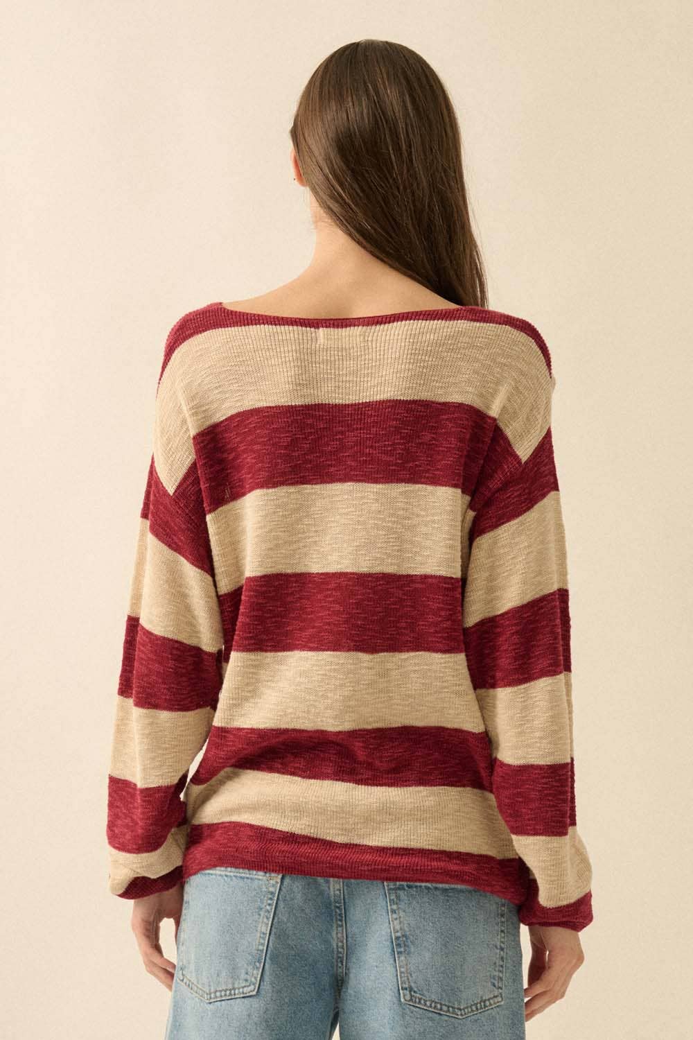 Promesa USA - Wholesale Knit Sweater - Women's - Striped Ribbed-Knit Sweater5