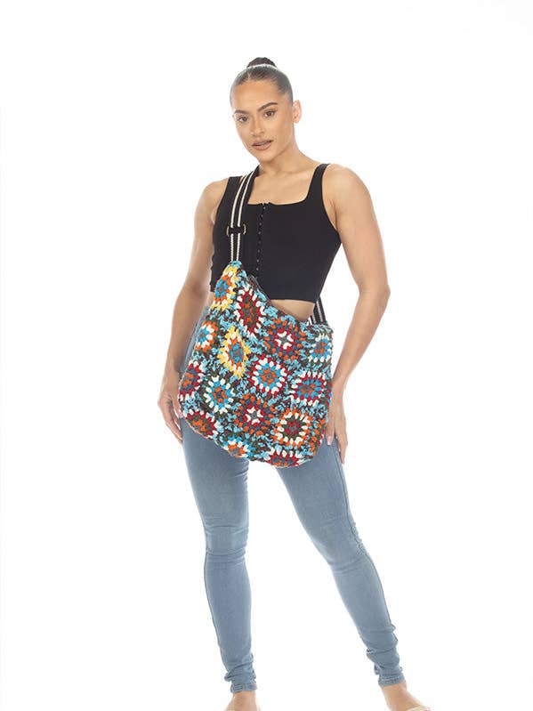 Thick Yarn Granny Square Crossbody Bag for wholesale by Lakhays Collection Inc.