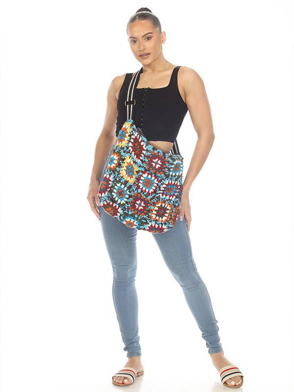 Thick Yarn Granny Square Crossbody Bag for wholesale by Lakhays Collection Inc.