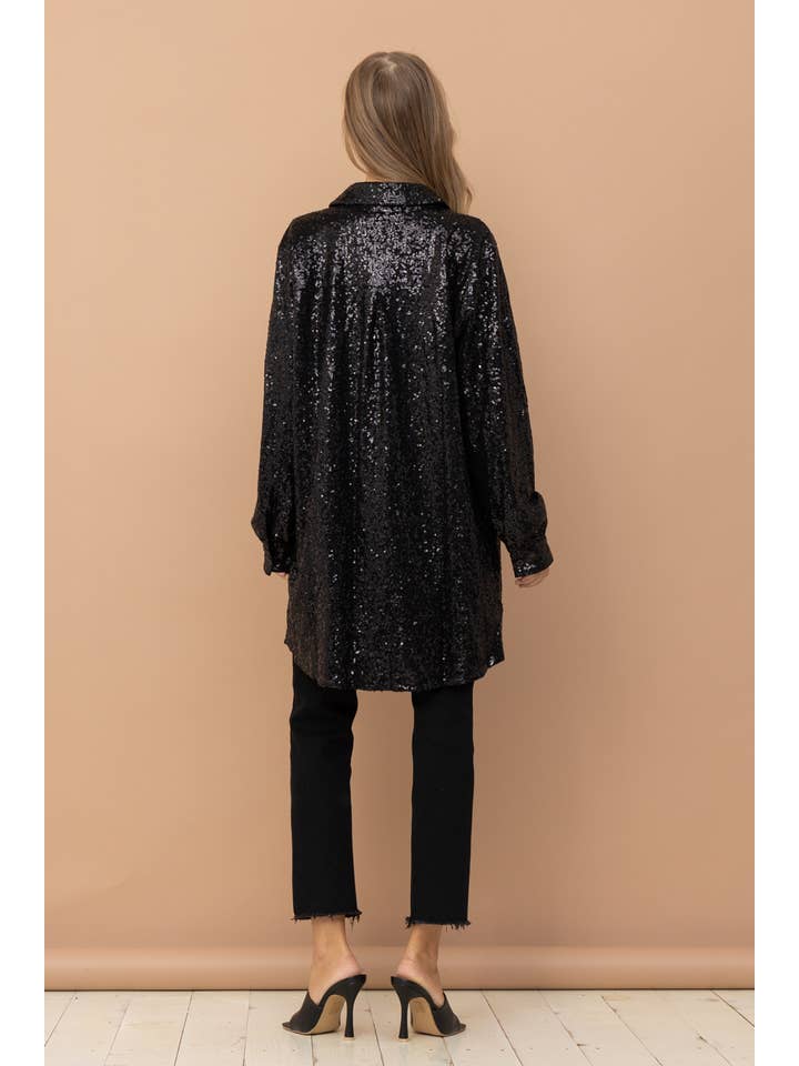 Blue B - Wholesale Jurk - Dames - 32404D - Mini glitterjurk met pailletten en knoopsluiting10