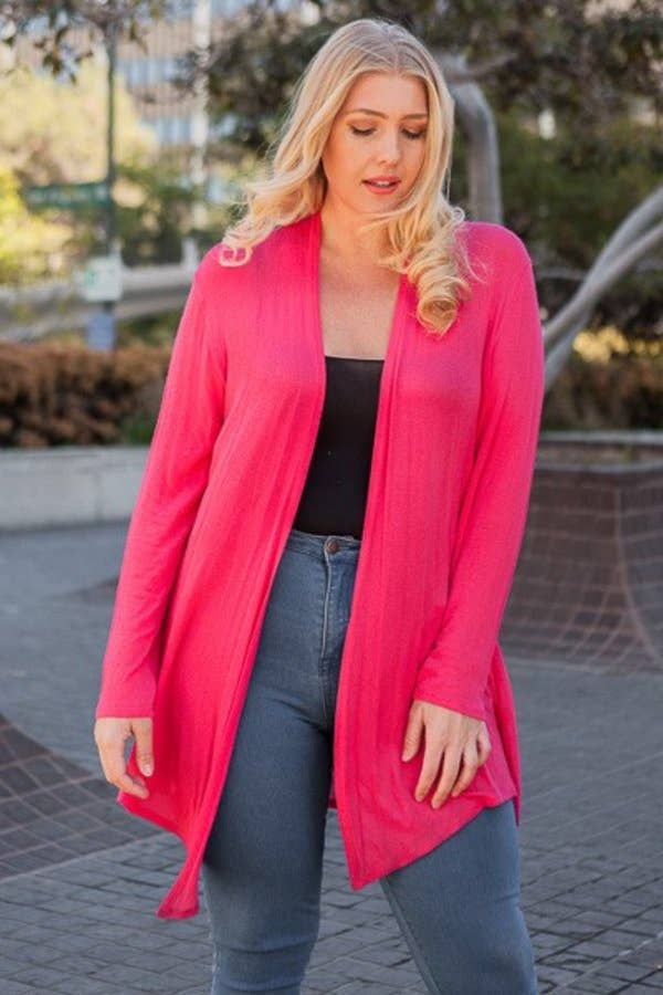 Chris & Carol Apparel - Wholesale Cardigan - Women's - X9029-140 Essential Plus Size Knit Cardigan25