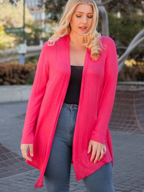 Chris & Carol Apparel - Wholesale Cardigan - Women's - X9029-140 Essential Plus Size Knit Cardigan25