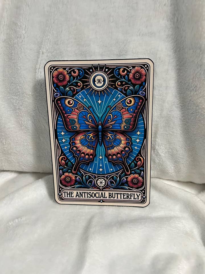 Anti social butterfly kindle e reader insert card for clear case, kindle accessory decoration, kindle, paperwhite, oasis12th gen for wholesale by Bookbestiesuk