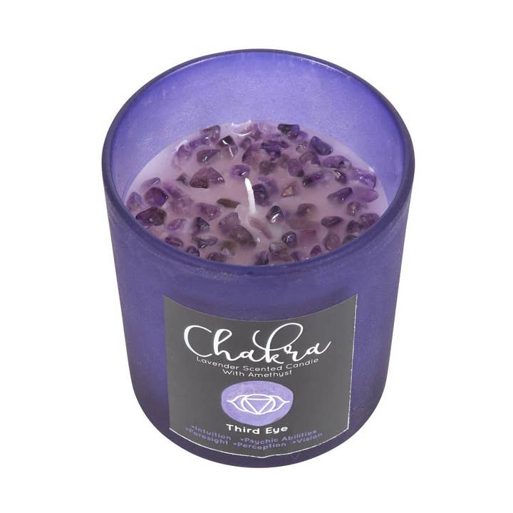Pacific Trading - Wholesale Jar/Filled Candle - 15437 Third Eye Chakra Lavender Amethyst Candle C/16