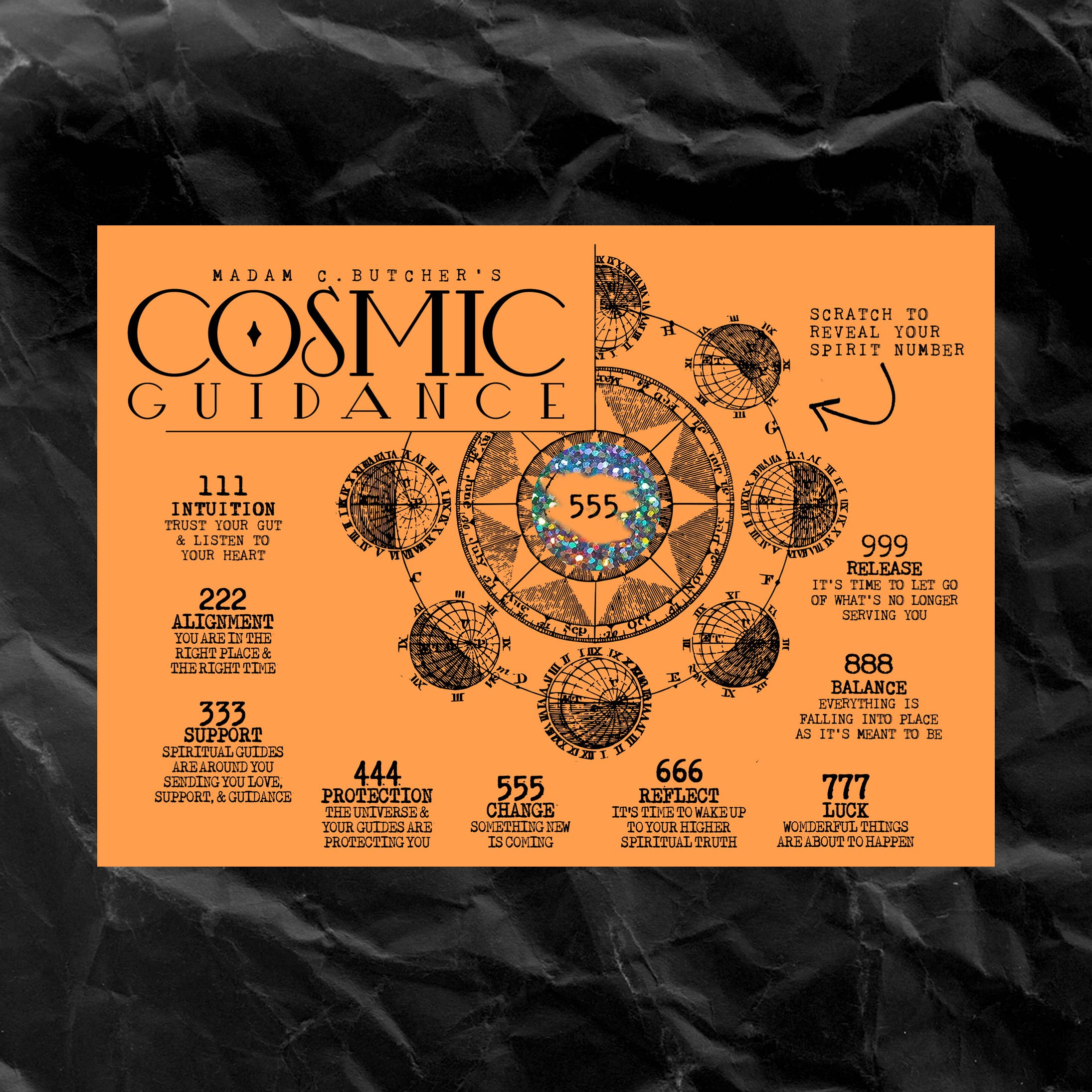 Cosmic Butcher - Wholesale Postcard - "COSMIC GUIDANCE" Scratch Off Angel Number Novelty Card5
