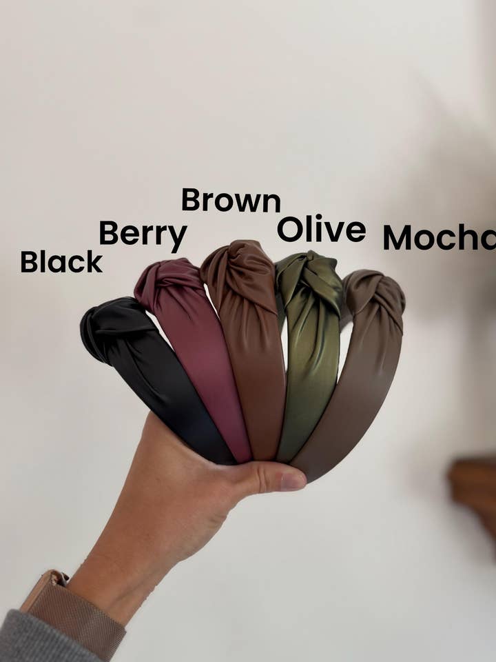 Handmade Pleather Top Knot Hard Headbands for wholesale by Brynnbands
