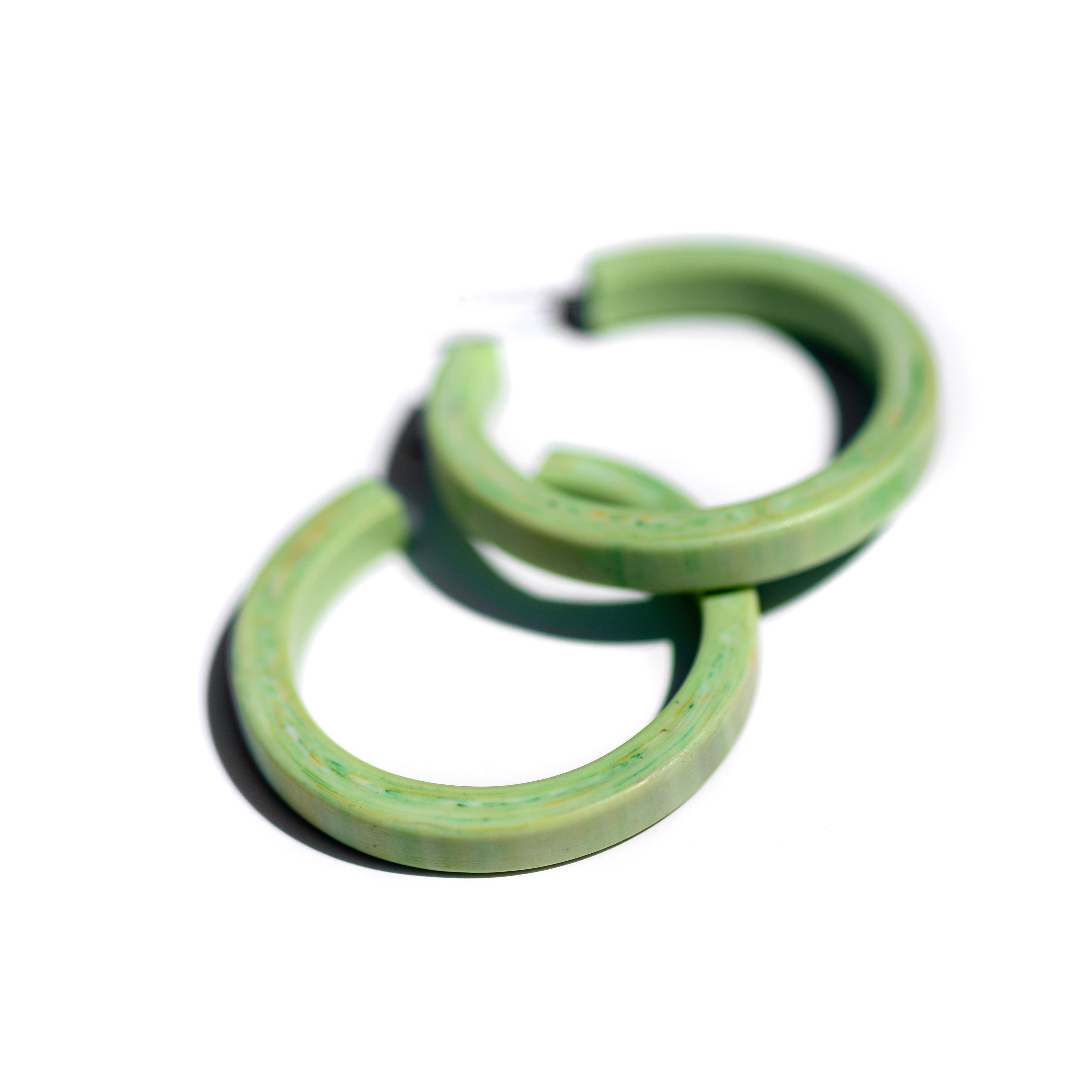 Leetie Lovendale - Wholesale Hoop Earrings - Mint Green Marbled Matte Classic Hoop Earrings6