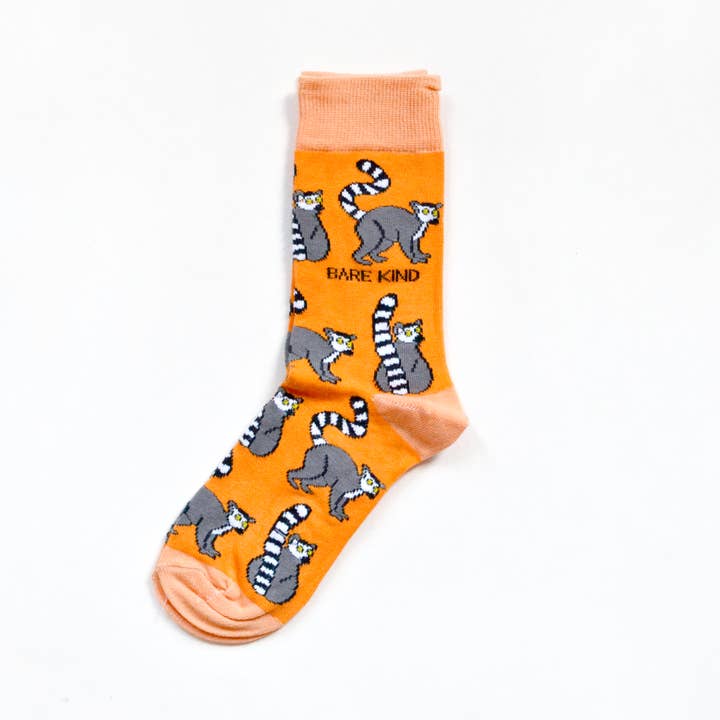 Bare Kind Socks - Wholesale Socks - Unisex - Lemur Socks | Bamboo Socks | Orange Socks | Funky Socks