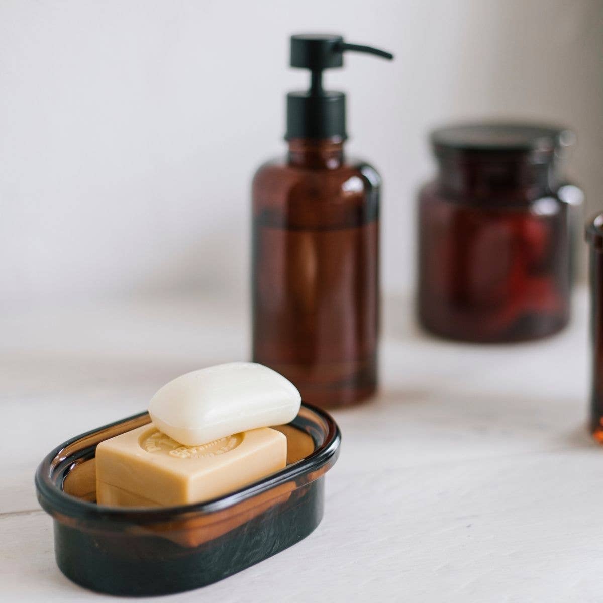 Andrea House - Wholesale Bath Soap Dish - Modern brown glass bathroom soap dish3