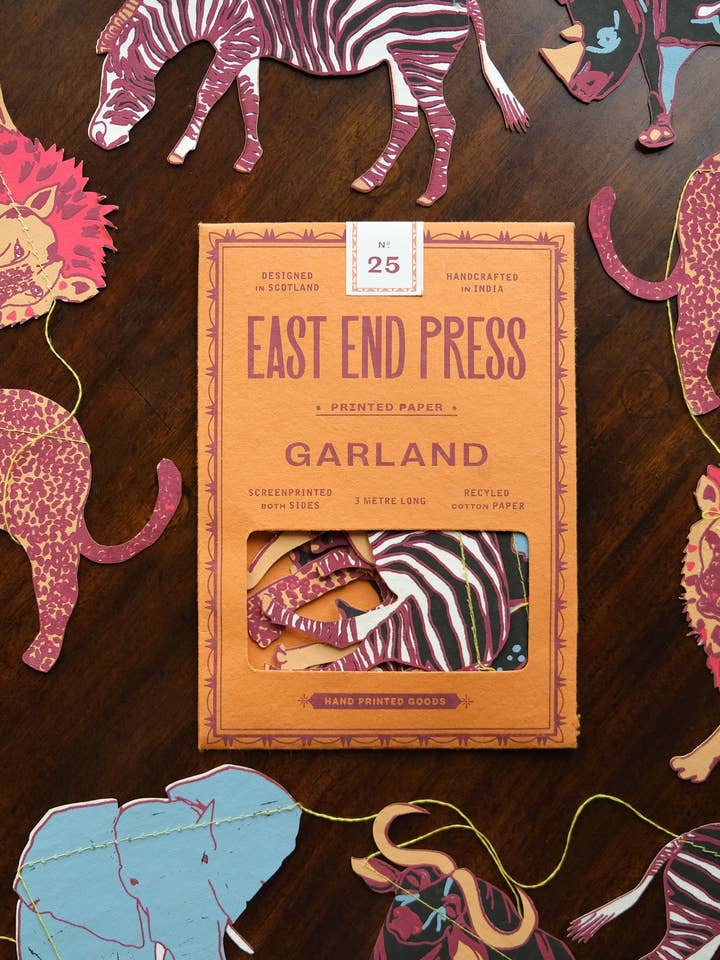 SAFARI ANIMALS SEWN GARLAND for wholesale by East End Press