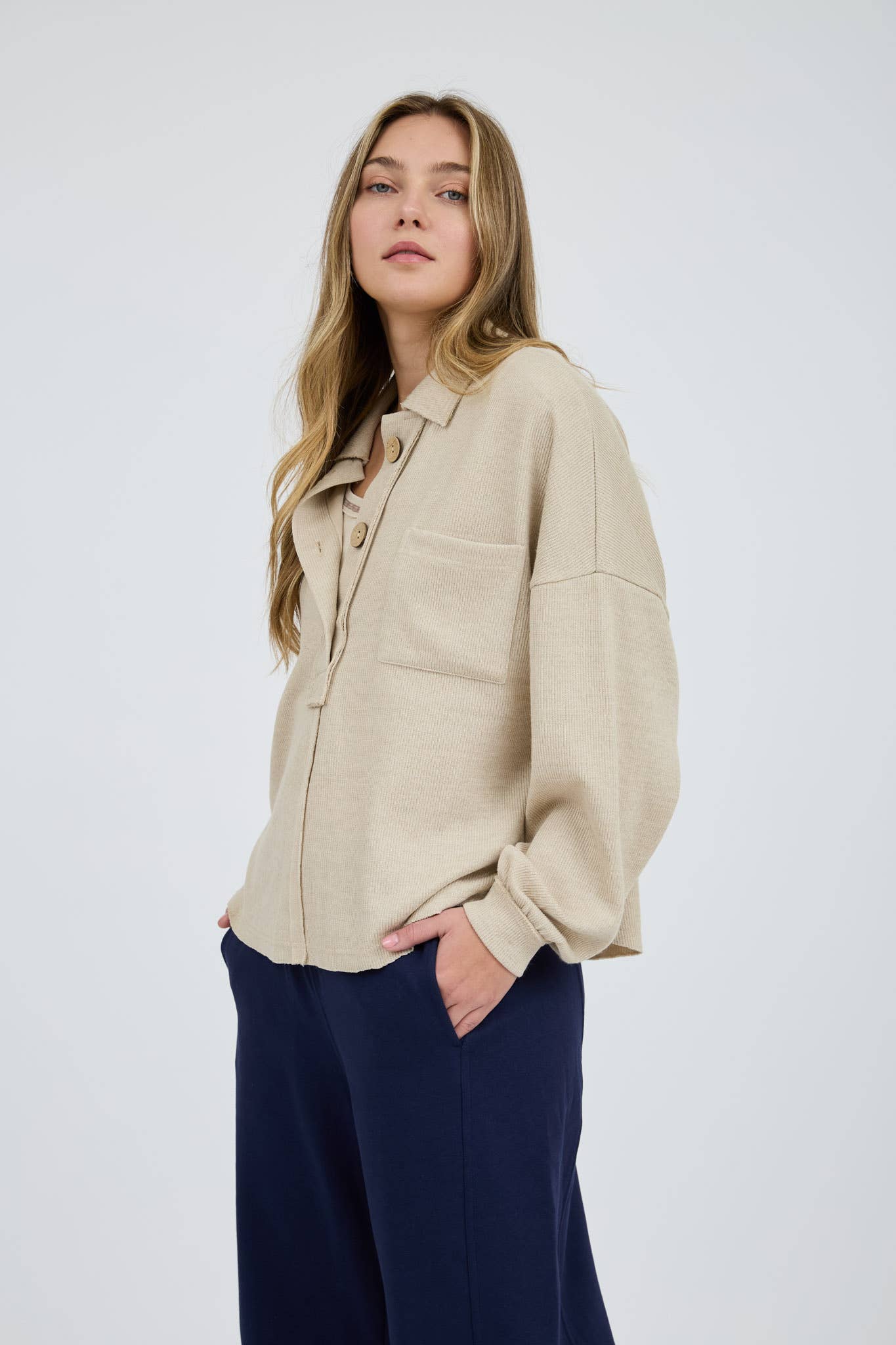 Blu Pepper - Venta al por mayor Jersey corto de punto - Mujer - TOP DE PUNTO CON CUELLO Y BORDES CRUDOS68