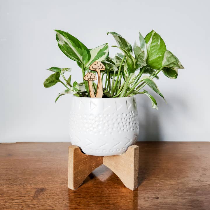 Leaf & Node - Wholesale Garden/Lawn Stake - Mushroom Decorative Houseplant Stake (Wood, 2 Sizes)2