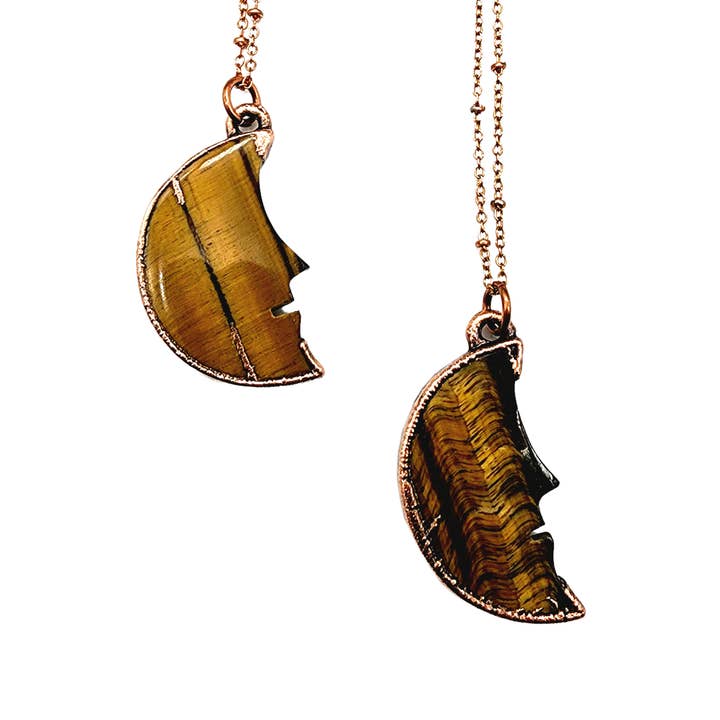 MergingMetals - Wholesale Pendant/Charm Necklace - Tiger Eye Man in the Moon Necklace1