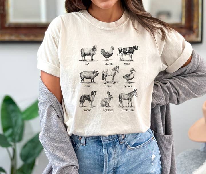 Barnyard Animals Graphic Tee for Farmers and Animal Lovers for wholesale by Stiles Tee Co.