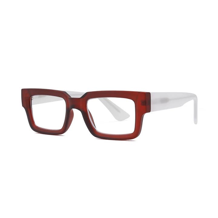 JONAH | Transparent Matte Cherry & Matte White | Blue Light for wholesale by Ryan Simkhai Eyeshop