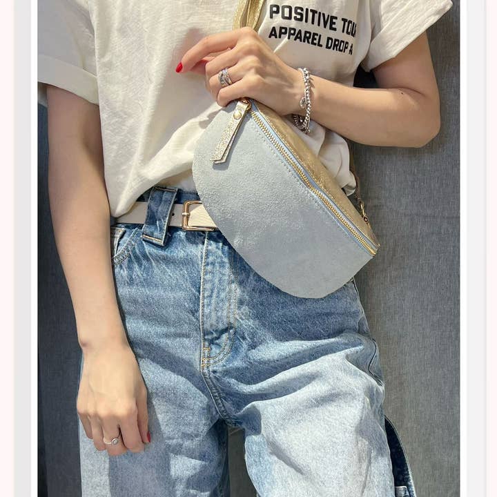 Z et Z - Wholesale Belt Bag - Women's - Small suede and iridescent leather fanny pack1